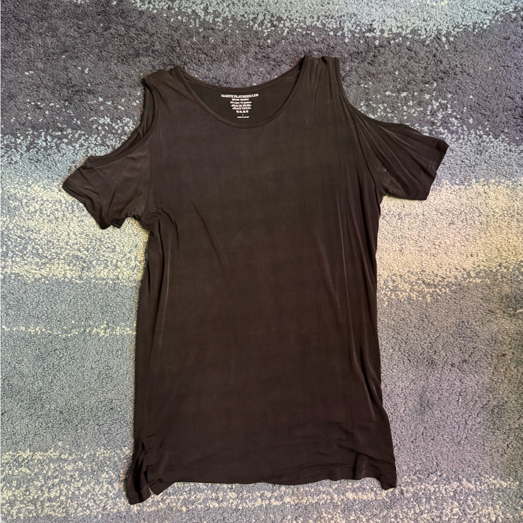 Women’s Black Majestic Filatures 3/4 Sleeve With Cutout Design